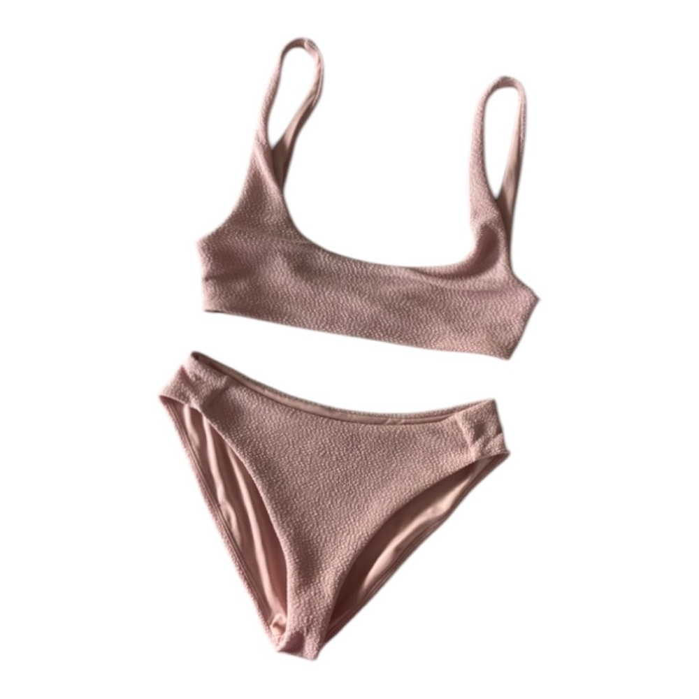Tularosa Blush Pink Textured Bikini Set XS Minimal Chic Swimwear Revolve
